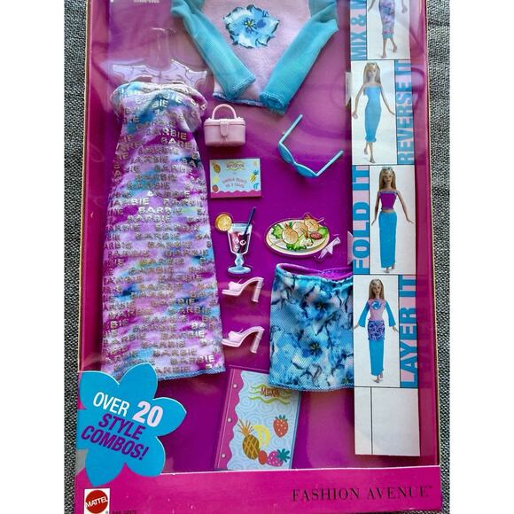 Barbie Fashion Avenue Quick Change Outfit Pink Blue Dress Top & Heels - Picture 3 of 3